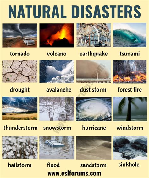 Natural Disasters: Different Types of Natural Disasters with ESL ...