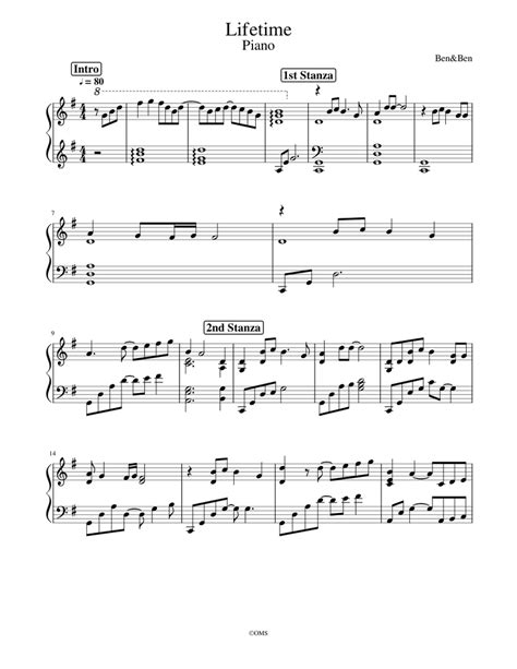 Lifetime Ben and Ben Piano || OPM Sheet music for Piano (Solo) Easy | Musescore.com