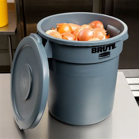 Rubbermaid BRUTE 10 Gallon Gray Trash Can and Lid