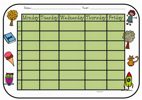 Timetables Chart Printable Worksheets