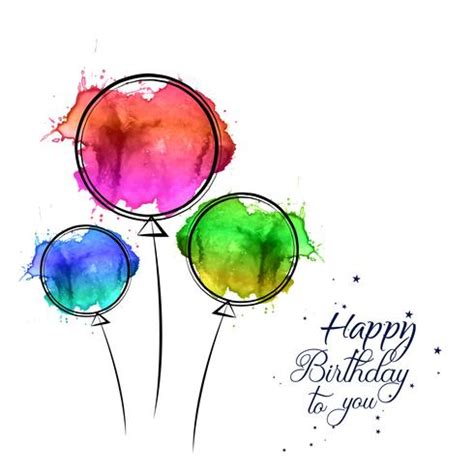 Happy Birthday Card with watercolor hand drawn balloons design 257329 Vector Art at Vecteezy