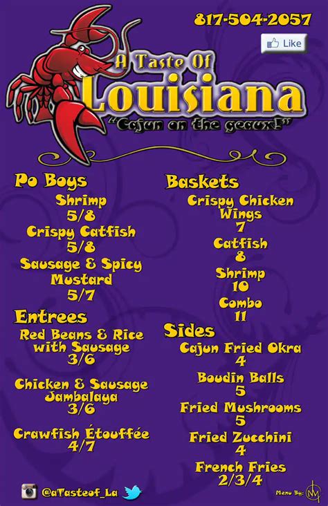 A Taste of Louisiana Mobile Food Truck Menu - Urbanspoon/Zomato