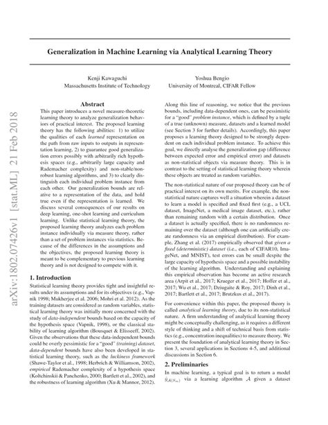 Generalization in Machine Learning via Analytical Learning Theory | DeepAI