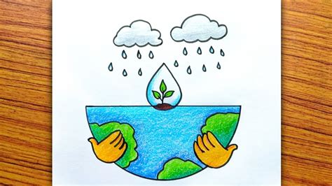 World Water Day Poster Drawing Colour Easy | Save Water Save Earth Drawing | Save Water Save ...