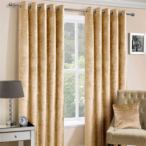 HOMESCAPES Mustard Gold Crushed Velvet Lined Curtain Pair 66 x 90 Inch ...