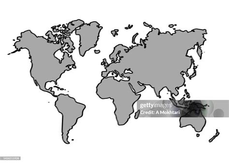 Gray World Map With Outline High-Res Vector Graphic - Getty Images