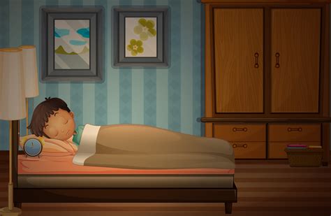 Little boy sleeping on the bed 367610 Vector Art at Vecteezy