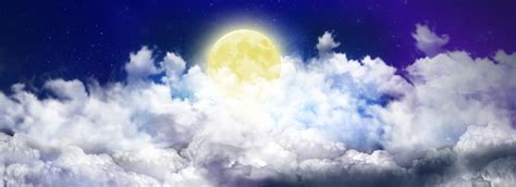 Mid Autumn Festival Full Moon Member Moon Background, White Clouds ...