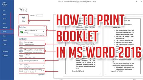 how to print a booklet in ms word 2016 step by step tutorial - YouTube