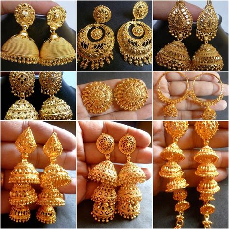 22K Gold Plated Indian Variation Different Earrings Jhumka Party ...