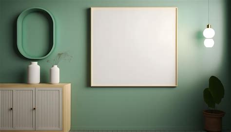 Premium Photo | Empty canvas on wall poster room realistic frame print