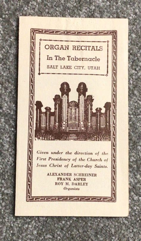 1949 Program Brochure Organ Recitals In LDS Tabernacle Salt Lake City Utah | eBay