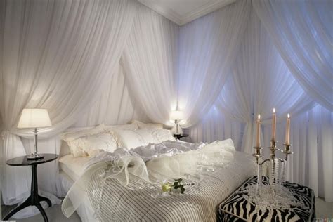 I'll be doing my drapes like this soon... dreamy white Luxury White Bedroom, Romantic Master ...