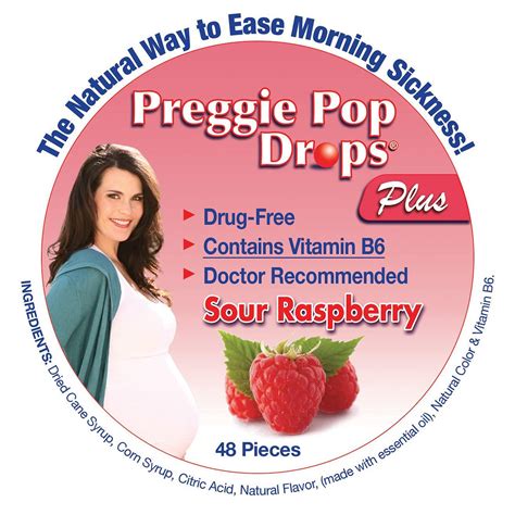 Preggie Pop Drops Morning Sickness Candy - Sour Raspberry Flavor | 48 Count | Pregnancy Nausea ...