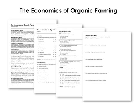 The Economics of Organic Farming | Teaching Resources