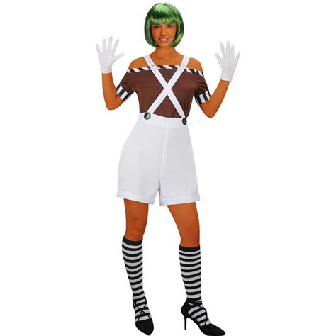 Women's Oompa Loompa Costume Willy Wonka Worker Cosplay Hallowcos