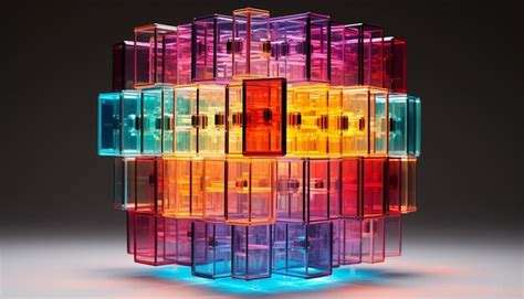 Premium AI Image | A sculpture composed of colored squares Nixie tube degree offset method ...