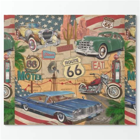 Vintage Route 66 poster. Wrapping Paper | Zazzle