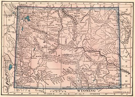 1911 Antique WYOMING State Map Vintage Map of Wyoming Gallery Wall ...