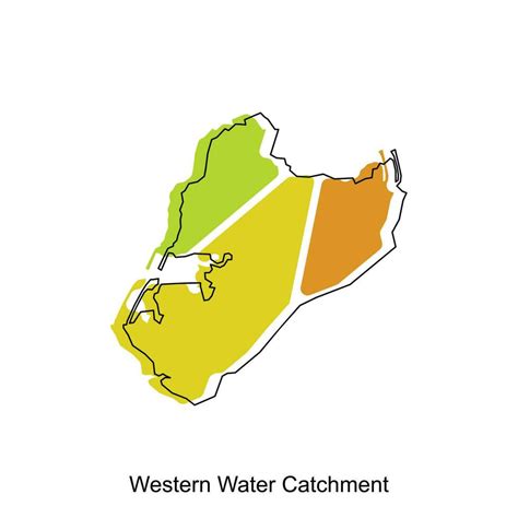 map of Western Water Catchment vector design template, national borders and important cities ...