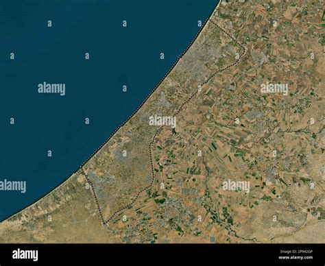 Gaza Strip, region of Palestine. High resolution satellite map Stock ...