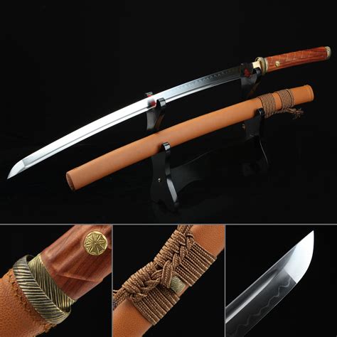 Handmade T10 Steel Brown Theme Real Japanese Katana Samurai Swords With ...