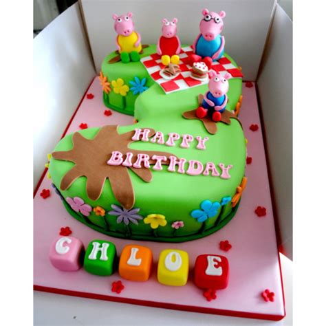 Peppa Pig Family Fondant Cake Delivery In Delhi NCR