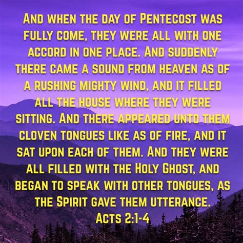 Acts 2:1-4, King James Version (KJV) | Day of pentecost, Jesus scriptures, Healing words