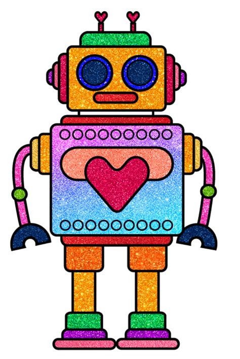 Coloring Robot With Glitter - Robot Coloring Pages for Kids - Drawing of Robot - How to Draw a ...