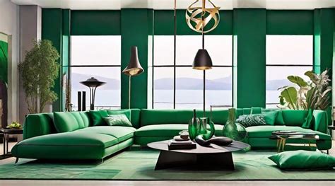 Premium AI Image | Modern living room in emerald colors generated by AI