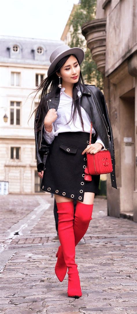 Styling the 'It' Shoes of the Season: Red Over The Knee Boots - OF LEATHER AND LACE | Mode ...