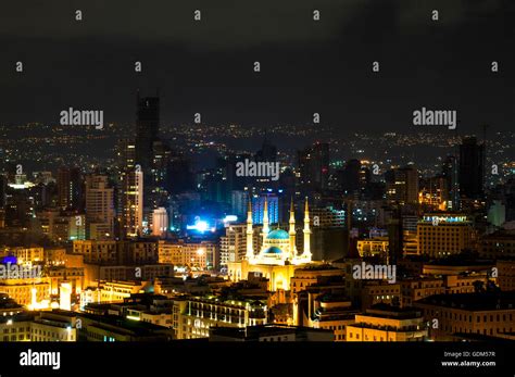 Cityscape of Beirut at night Stock Photo - Alamy