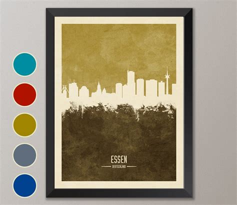 Essen Skyline Essen Cityscape Germany Watercolor Art Print - Etsy