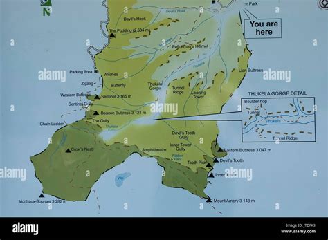 Map for Thukela gorge in Royal Natal Park Drakensberg mountain, South Stock Photo: 152732359 - Alamy