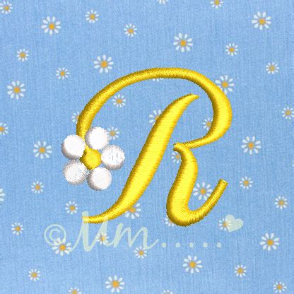 Daisy Alphabet Letters Set 26 machine embroidery design download 4x4