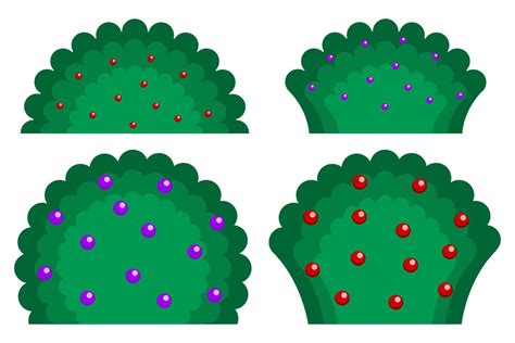 Set green bush with berries isolated white background 7921378 Vector Art at Vecteezy