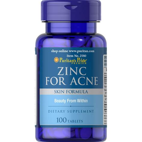 Puritan's Pride Zinc for Acne-100 Tablets - Walmart.com - Walmart.com