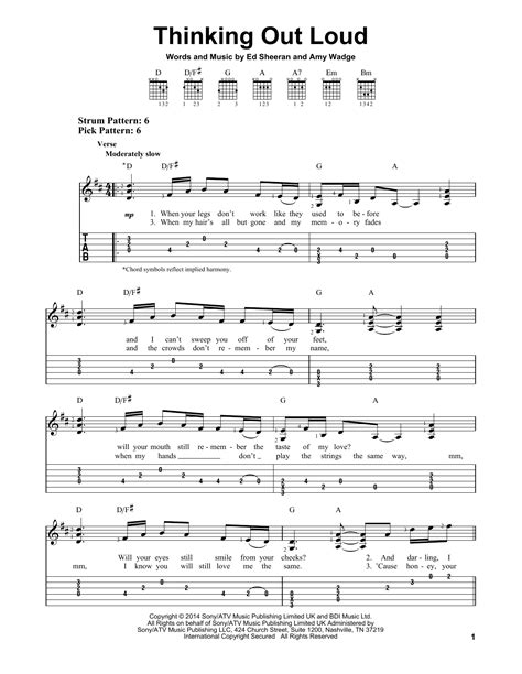 Thinking Out Loud by Ed Sheeran - Easy Guitar Tab - Guitar Instructor