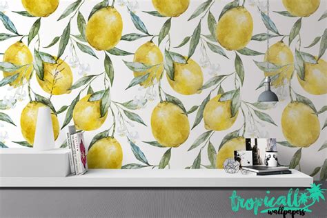 Lemon Print Wallpaper Removable Wallpapers Floral - Etsy