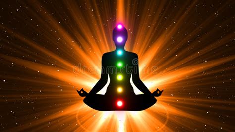 Meditation People Achieve Enlightenment, Activation of Chakra and Aura in the Body Stock ...