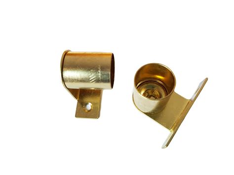 2 Brass Cranked Curtain Rod Recess Brackets 20mm Pole Support Brackets Net Voile