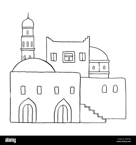 Jerusalem old town street flat line illustration Stock Vector Image ...