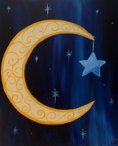 My "Crescent with Scrolls" painted @ Painting with a Twist Miami | Acrylic painting inspiration ...