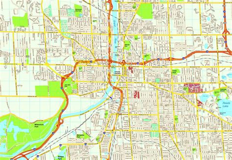 Grand Rapids map. Eps Illustrator Vector City Maps USA America. Eps Illustrator Map | Vector maps