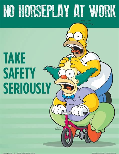 Horseplay Simpsons Safety Poster - No Horseplay At Work Take Safety ...