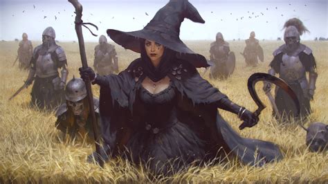 necromancers, Witch, Staff, Sickle, Skeleton, Wheat, Crow, Fantasy art, Armor Wallpapers HD ...