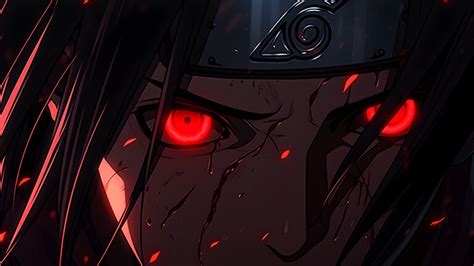 Itachi Uchiha Red Glowing Eyes Naruto Desktop Wallpaper in 4K