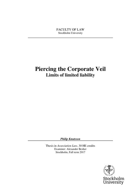 Piercing the Corporate Veil | Summaries Swedish | Docsity