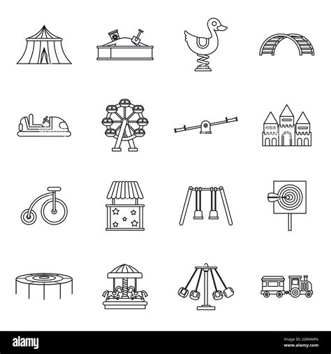 Amusement park icons set, outline style Stock Vector Image & Art - Alamy