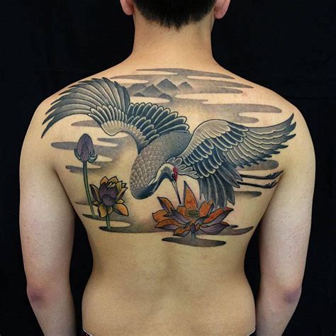 Soaring Crane Tattoo | Crane tattoo, Irezumi tattoos, Tattoos